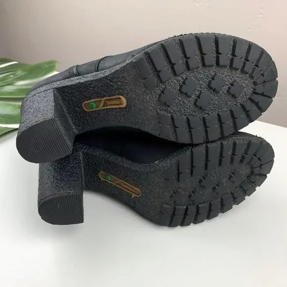 Timberland Glancy Ankle Boots Heeled Black Leather Lace Up Women's 8 - Picture 11 of 12